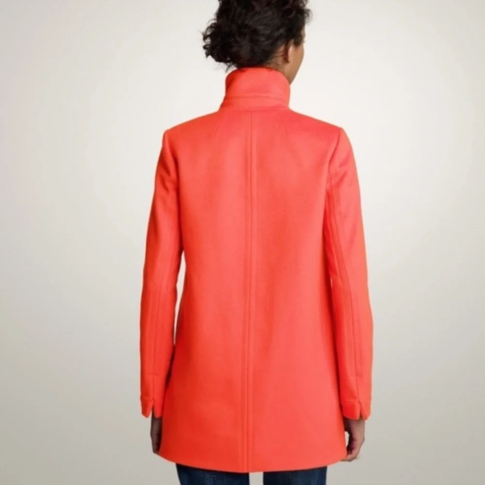 J. Crew coral 100% wool coral Griffin pea coat style 20031 sz 4 $278
